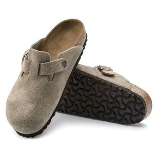Birkenstock Boston Suede Leather Taupe Clogs
